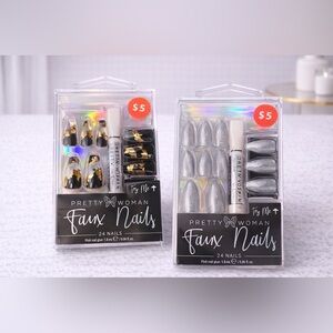 Pretty Woman Faux Nails Bundle (2 Sets) | Press-On Nails w/ Glue Included